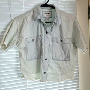 FOREVER 21 CROP JEAN SHIRT